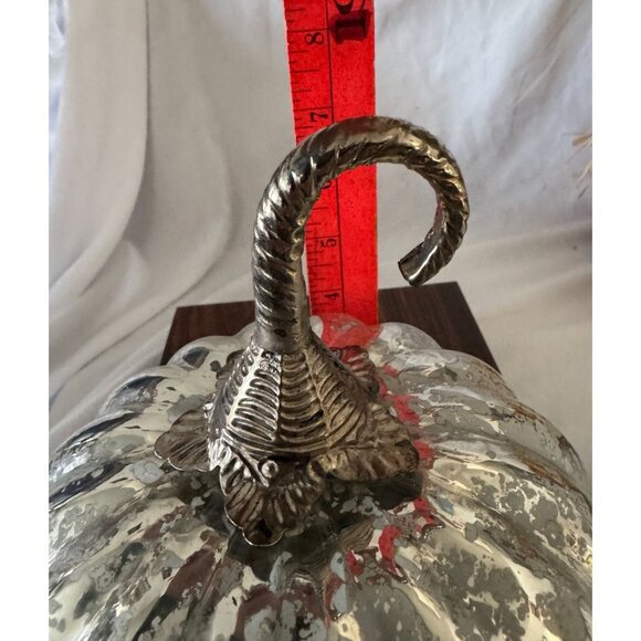 Mercury Glass Pumpkin Decoration With Silver & Gold Finish 7" Tall Made In India - Picture 4 of 6